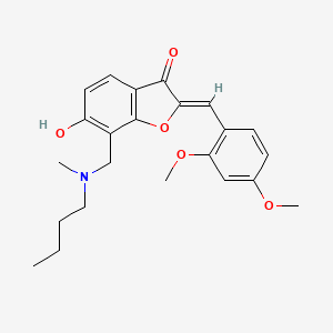 molecular formula C23H27NO5 B2818715 (2Z)-7-{[butyl(methyl)amino]methyl}-2-(2,4-dimethoxybenzylidene)-6-hydroxy-1-benzofuran-3(2H)-one CAS No. 859132-23-3