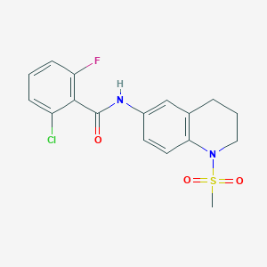 molecular formula C17H16ClFN2O3S B2818725 2-chloro-6-fluoro-N-(1-methylsulfonyl-3,4-dihydro-2H-quinolin-6-yl)benzamide CAS No. 942007-08-1