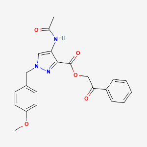 phenacyl 4-acetamido-1-[(4-methoxyphenyl)methyl]pyrazole-3-carboxylate