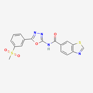 molecular formula C17H12N4O4S2 B2818744 N-(5-(3-(methylsulfonyl)phenyl)-1,3,4-oxadiazol-2-yl)benzo[d]thiazole-6-carboxamide CAS No. 886907-75-1