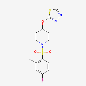 2-((1-((4-Fluoro-2-methylphenyl)sulfonyl)piperidin-4-yl)oxy)-1,3,4-thiadiazole