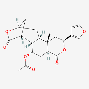 molecular formula C22H26O6 B2818761 [(1R,2S,3S,5S,8S,10S,11R,13R)-8-(furan-3-yl)-10-methyl-6,15-dioxo-7,14-dioxatetracyclo[11.2.1.02,11.05,10]hexadecan-3-yl] acetate CAS No. 91095-48-6