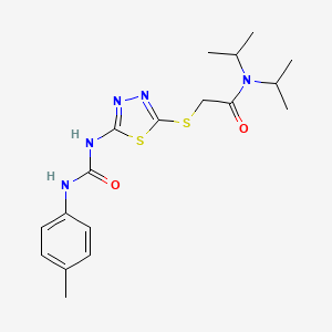 2-[(5-{[(4-methylphenyl)carbamoyl]amino}-1,3,4-thiadiazol-2-yl)sulfanyl]-N,N-bis(propan-2-yl)acetamide