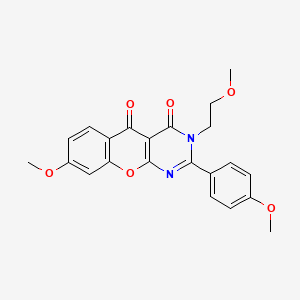 molecular formula C22H20N2O6 B2818767 8-methoxy-3-(2-methoxyethyl)-2-(4-methoxyphenyl)-3H-chromeno[2,3-d]pyrimidine-4,5-dione CAS No. 883953-45-5