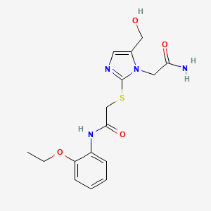 2-((1-(2-amino-2-oxoethyl)-5-(hydroxymethyl)-1H-imidazol-2-yl)thio)-N-(2-ethoxyphenyl)acetamide