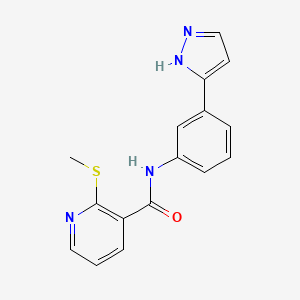 2-(methylsulfanyl)-N-[3-(1H-pyrazol-5-yl)phenyl]pyridine-3-carboxamide