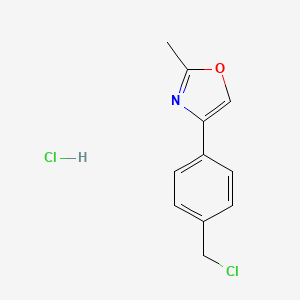 molecular formula C11H11Cl2NO B2818826 4-(4-(Chloromethyl)phenyl)-2-methyloxazole HCl CAS No. 1859084-45-9