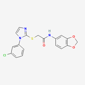 N-(2H-1,3-benzodioxol-5-yl)-2-{[1-(3-chlorophenyl)-1H-imidazol-2-yl]sulfanyl}acetamide