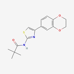 molecular formula C16H18N2O3S B2818835 N-(4-(2,3-二氢苯并[b][1,4]二噁杂环-6-基)噻唑-2-基)戊酰胺 CAS No. 888410-39-7
