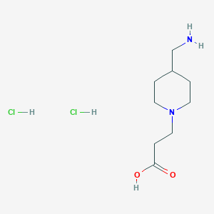 molecular formula C9H20Cl2N2O2 B2818836 3-[4-(氨甲基)哌啶-1-基]丙酸;二盐酸盐 CAS No. 2137831-18-4