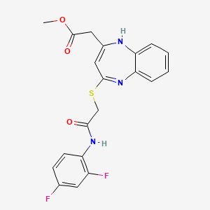 molecular formula C20H17F2N3O3S B2818844 methyl [4-({2-[(2,4-difluorophenyl)amino]-2-oxoethyl}thio)-1H-1,5-benzodiazepin-2-yl]acetate CAS No. 1251557-33-1