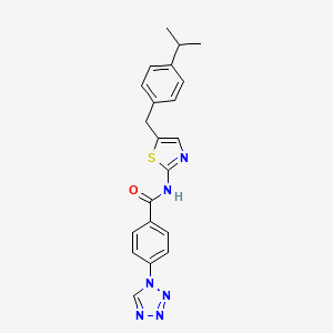 molecular formula C21H20N6OS B2818850 N-[5-[(4-异丙基苯基)甲基]-1,3-噻唑-2-基]-4-(四唑-1-基)苯甲酰胺 CAS No. 887349-20-4