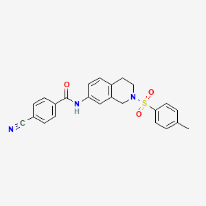 molecular formula C24H21N3O3S B2818867 4-cyano-N-(2-tosyl-1,2,3,4-tetrahydroisoquinolin-7-yl)benzamide CAS No. 954708-26-0
