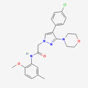 molecular formula C23H25ClN4O3 B2818869 2-(4-(4-氯苯基)-3-吗啉基-1H-吡唑-1-基)-N-(2-甲氧基-5-甲基苯基)乙酰胺 CAS No. 1286706-03-3