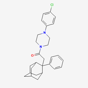 molecular formula C28H33ClN2O B2818871 1-[4-(4-Chlorophenyl)piperazin-1-yl]-2-(2-phenyl-2-adamantyl)ethanone CAS No. 400078-86-6