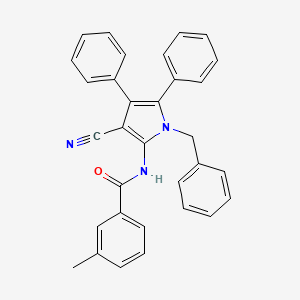 molecular formula C32H25N3O B2818873 N-(1-benzyl-3-cyano-4,5-diphenyl-1H-pyrrol-2-yl)-3-methylbenzenecarboxamide CAS No. 477887-26-6