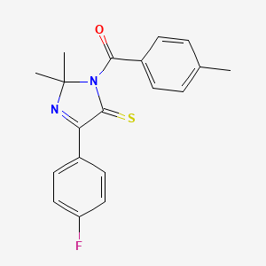 molecular formula C19H17FN2OS B2818879 4-(4-fluorophenyl)-2,2-dimethyl-1-(4-methylbenzoyl)-2,5-dihydro-1H-imidazole-5-thione CAS No. 1223926-79-1