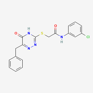 molecular formula C18H15ClN4O2S B2818881 2-((6-benzyl-5-oxo-4,5-dihydro-1,2,4-triazin-3-yl)thio)-N-(3-chlorophenyl)acetamide CAS No. 898611-74-0