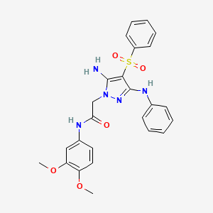 2-(5-amino-3-(phenylamino)-4-(phenylsulfonyl)-1H-pyrazol-1-yl)-N-(3,4-dimethoxyphenyl)acetamide