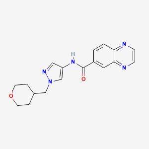 molecular formula C18H19N5O2 B2818894 N-(1-((tetrahydro-2H-pyran-4-yl)methyl)-1H-pyrazol-4-yl)quinoxaline-6-carboxamide CAS No. 1705753-29-2