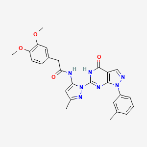 2-(3,4-dimethoxyphenyl)-N-(3-methyl-1-(4-oxo-1-(m-tolyl)-4,5-dihydro-1H-pyrazolo[3,4-d]pyrimidin-6-yl)-1H-pyrazol-5-yl)acetamide