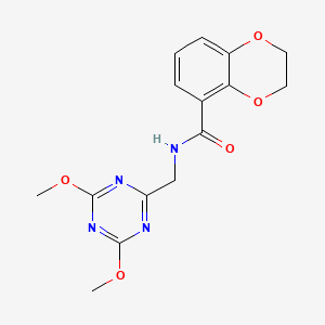 molecular formula C15H16N4O5 B2818915 N-((4,6-dimethoxy-1,3,5-triazin-2-yl)methyl)-2,3-dihydrobenzo[b][1,4]dioxine-5-carboxamide CAS No. 2034522-26-2