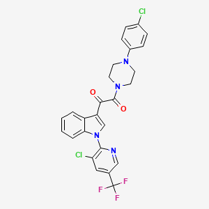 molecular formula C26H19Cl2F3N4O2 B2818917 1-(4-(4-氯苯基)哌嗪基)-2-{1-[3-氯-5-(三氟甲基)-2-吡啶基]-1H-吲哚-3-基}-1,2-乙二酮 CAS No. 338409-92-0