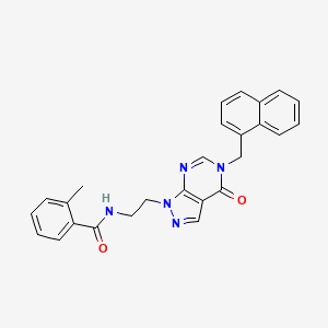 2-methyl-N-(2-(5-(naphthalen-1-ylmethyl)-4-oxo-4,5-dihydro-1H-pyrazolo[3,4-d]pyrimidin-1-yl)ethyl)benzamide