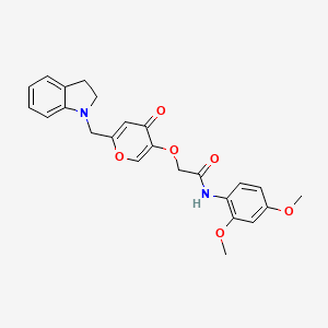 molecular formula C24H24N2O6 B2818928 N-(2,4-dimethoxyphenyl)-2-((6-(indolin-1-ylmethyl)-4-oxo-4H-pyran-3-yl)oxy)acetamide CAS No. 898440-92-1