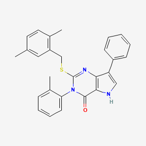 molecular formula C28H25N3OS B2818929 2-((2,5-dimethylbenzyl)thio)-7-phenyl-3-(o-tolyl)-3H-pyrrolo[3,2-d]pyrimidin-4(5H)-one CAS No. 2034490-02-1