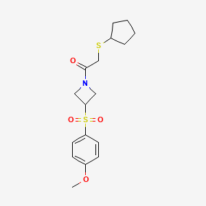 molecular formula C17H23NO4S2 B2818935 2-(Cyclopentylthio)-1-(3-((4-methoxyphenyl)sulfonyl)azetidin-1-yl)ethanone CAS No. 1797631-29-8