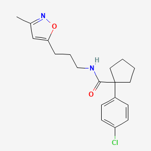 molecular formula C19H23ClN2O2 B2818945 1-(4-chlorophenyl)-N-(3-(3-methylisoxazol-5-yl)propyl)cyclopentanecarboxamide CAS No. 2034509-39-0