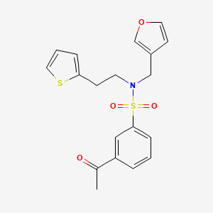 3-acetyl-N-(furan-3-ylmethyl)-N-(2-(thiophen-2-yl)ethyl)benzenesulfonamide