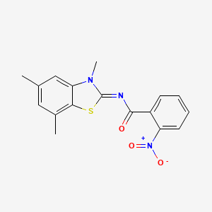 2-nitro-N-(3,5,7-trimethyl-1,3-benzothiazol-2-ylidene)benzamide