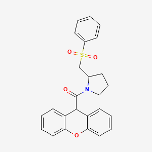 molecular formula C25H23NO4S B2818996 (2-((phenylsulfonyl)methyl)pyrrolidin-1-yl)(9H-xanthen-9-yl)methanone CAS No. 1448069-27-9