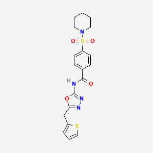 4-(piperidin-1-ylsulfonyl)-N-(5-(thiophen-2-ylmethyl)-1,3,4-oxadiazol-2-yl)benzamide