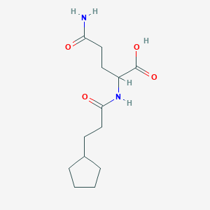 molecular formula C13H22N2O4 B2819016 4-Carbamoyl-2-(3-cyclopentylpropanamido)butanoic acid CAS No. 1105053-08-4