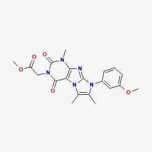molecular formula C20H21N5O5 B2819021 Methyl 2-[6-(3-methoxyphenyl)-4,7,8-trimethyl-1,3-dioxopurino[7,8-a]imidazol-2-yl]acetate CAS No. 896828-01-6