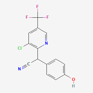 molecular formula C14H8ClF3N2O B2819022 2-[3-Chloro-5-(trifluoromethyl)-2-pyridinyl]-2-(4-hydroxyphenyl)acetonitrile CAS No. 321432-72-8