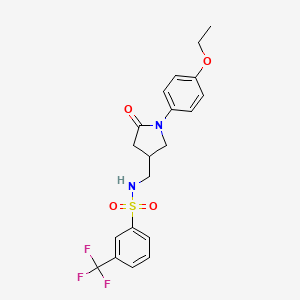 molecular formula C20H21F3N2O4S B2819024 N-((1-(4-ethoxyphenyl)-5-oxopyrrolidin-3-yl)methyl)-3-(trifluoromethyl)benzenesulfonamide CAS No. 954655-88-0