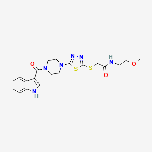 2-((5-(4-(1H-indole-3-carbonyl)piperazin-1-yl)-1,3,4-thiadiazol-2-yl)thio)-N-(2-methoxyethyl)acetamide