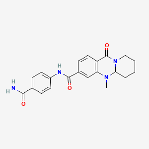 molecular formula C21H22N4O3 B2819027 N-[4-(aminocarbonyl)phenyl]-5-methyl-11-oxo-5,6,7,8,9,11-hexahydro-5aH-pyrido[2,1-b]quinazoline-3-carboxamide CAS No. 1574619-07-0