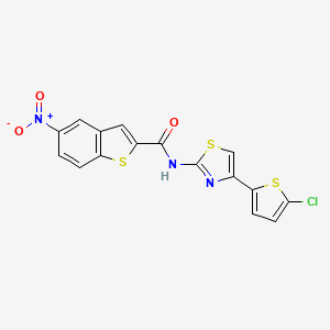molecular formula C16H8ClN3O3S3 B2819031 N-[4-(5-chlorothiophen-2-yl)-1,3-thiazol-2-yl]-5-nitro-1-benzothiophene-2-carboxamide CAS No. 477548-45-1