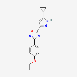 molecular formula C16H16N4O2 B2819034 5-(3-cyclopropyl-1H-pyrazol-5-yl)-3-(4-ethoxyphenyl)-1,2,4-oxadiazole CAS No. 1106780-20-4