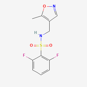 molecular formula C11H10F2N2O3S B2819042 2,6-difluoro-N-((5-methylisoxazol-4-yl)methyl)benzenesulfonamide CAS No. 2034546-16-0