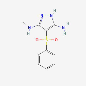 molecular formula C10H12N4O2S B2819043 N~3~-methyl-4-(phenylsulfonyl)-1H-pyrazole-3,5-diamine CAS No. 1161177-06-5