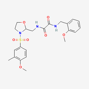 molecular formula C22H27N3O7S B2819047 N-{[3-(4-methoxy-3-methylbenzenesulfonyl)-1,3-oxazolidin-2-yl]methyl}-N'-[(2-methoxyphenyl)methyl]ethanediamide CAS No. 874804-56-5