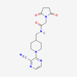 molecular formula C17H20N6O3 B2819048 N-((1-(3-cyanopyrazin-2-yl)piperidin-4-yl)methyl)-2-(2,5-dioxopyrrolidin-1-yl)acetamide CAS No. 1797534-76-9