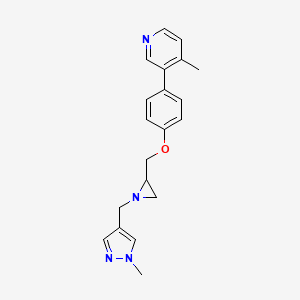 molecular formula C20H22N4O B2819050 4-Methyl-3-[4-[[1-[(1-methylpyrazol-4-yl)methyl]aziridin-2-yl]methoxy]phenyl]pyridine CAS No. 2418726-62-0