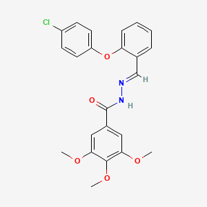 molecular formula C23H21ClN2O5 B2819052 N'-[(1E)-[2-(4-氯苯氧基)苯基]甲基亚胺]-3,4,5-三甲氧基苯甲酰肼 CAS No. 477886-80-9